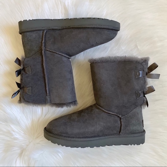 UGG Grey Bailey Bow II Boots - Picture 3 of 7